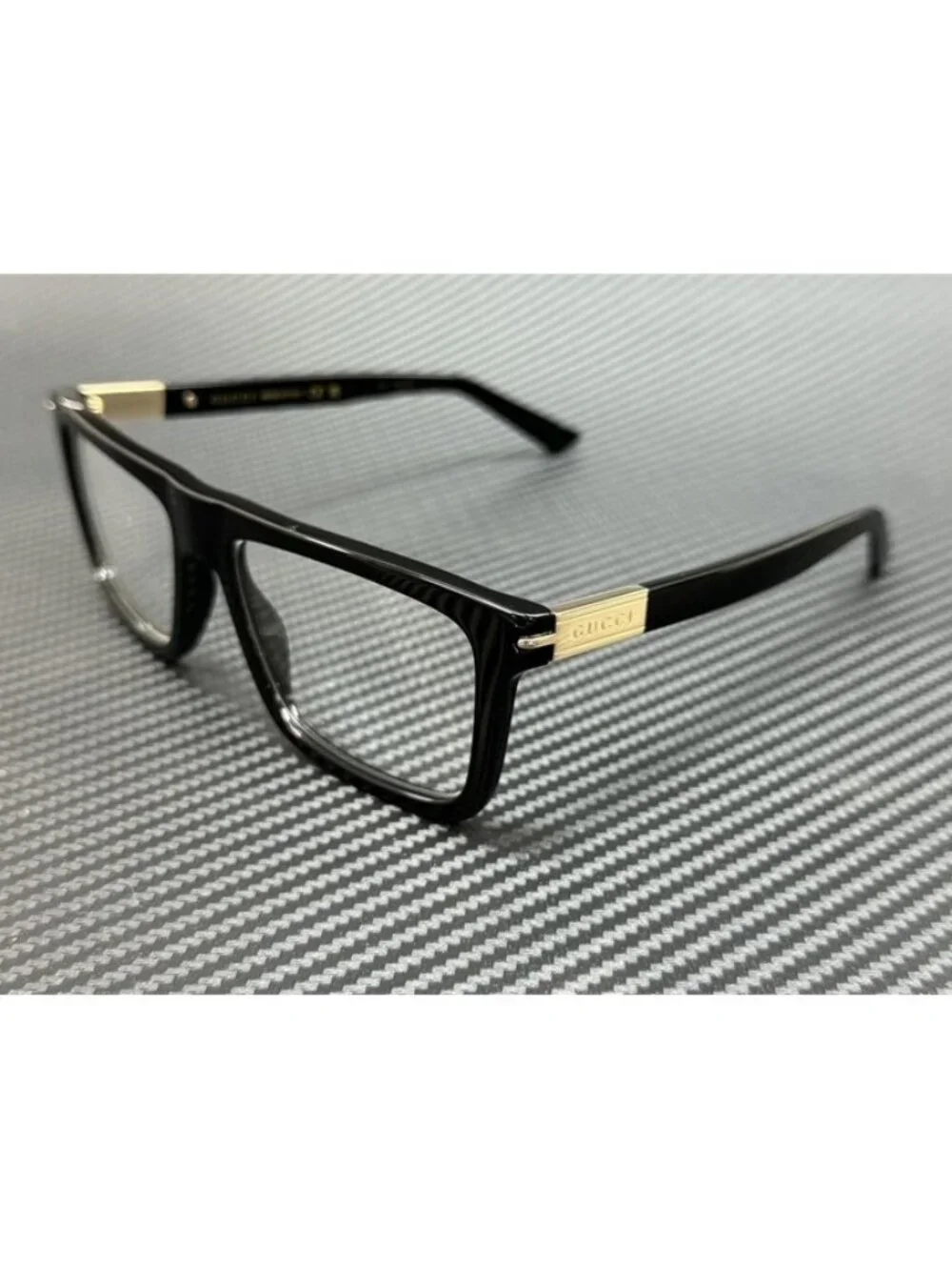 New Gucci Men Black Gold Eyeglasses 56-18-145